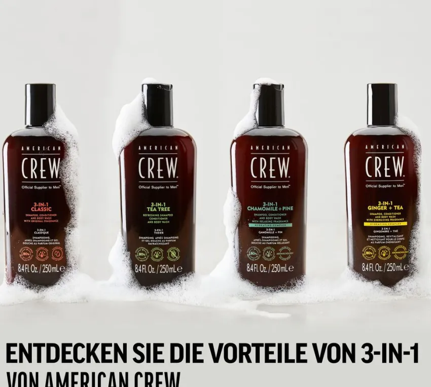 Online American Crew 3 in 1 Ginger & Tea Shampoo, Conditioner & Body Wash