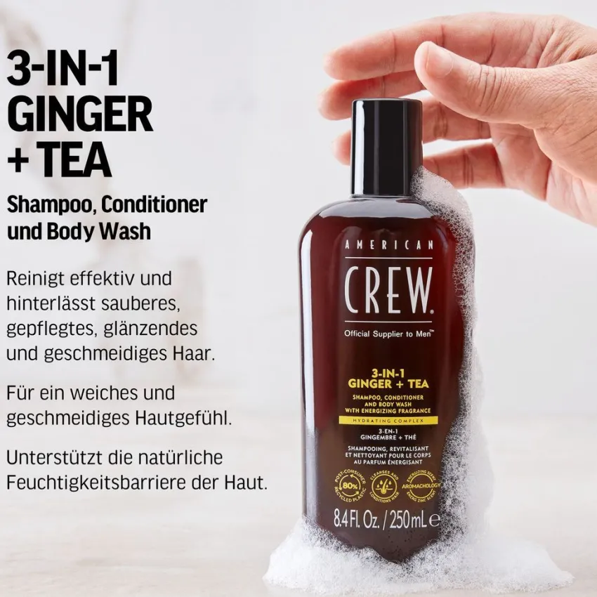 Online American Crew 3 in 1 Ginger & Tea Shampoo, Conditioner & Body Wash