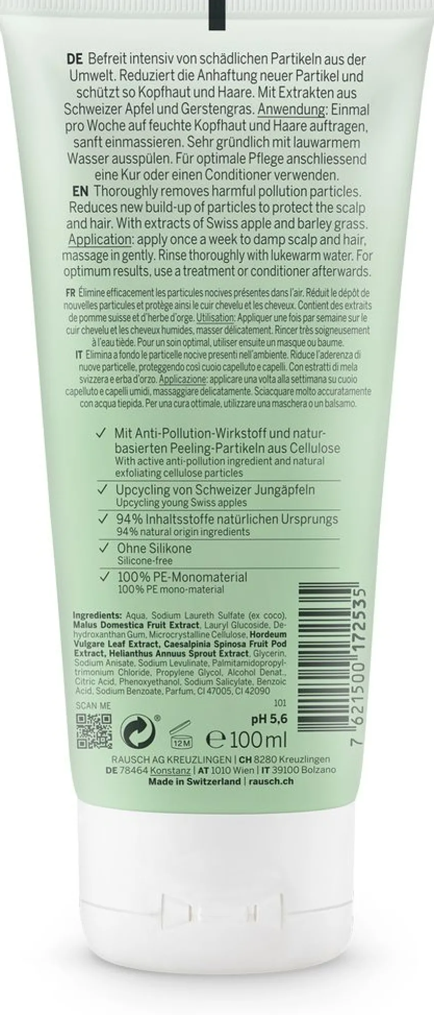 New Rausch Anti-Pollution-Peeling Shampoo mit Schweizer Apfel