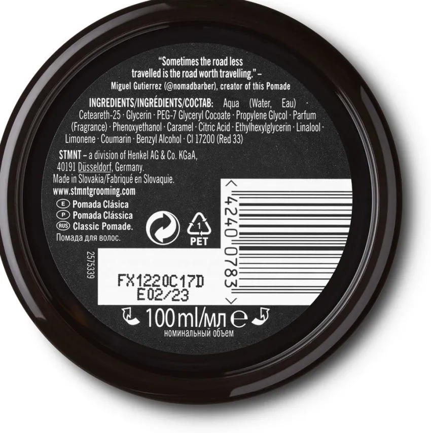 New STMNT Grooming Goods Classic Pomade